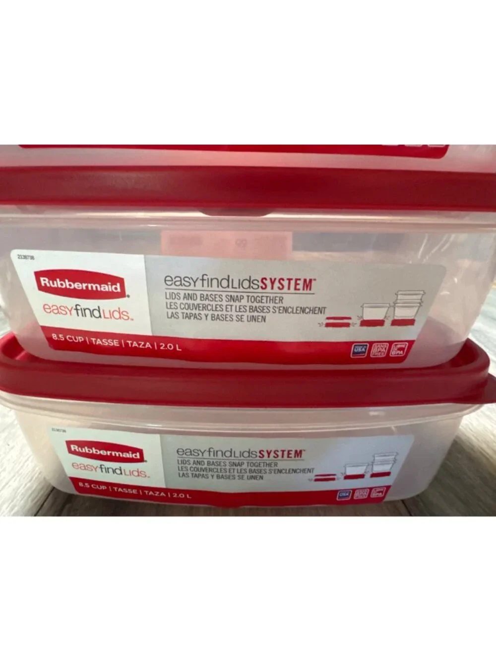 Rubbermaid Easy Find Lids Food Storage Containers 8.5 Cup 2.0L Set Of 3 BPA-Free